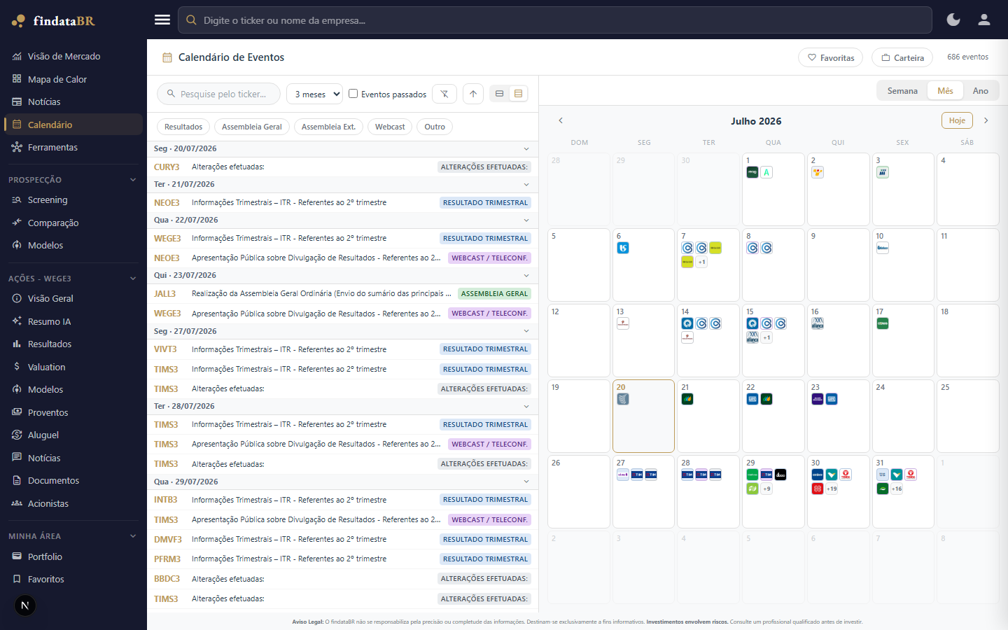 Calendário de Eventos Corporativos